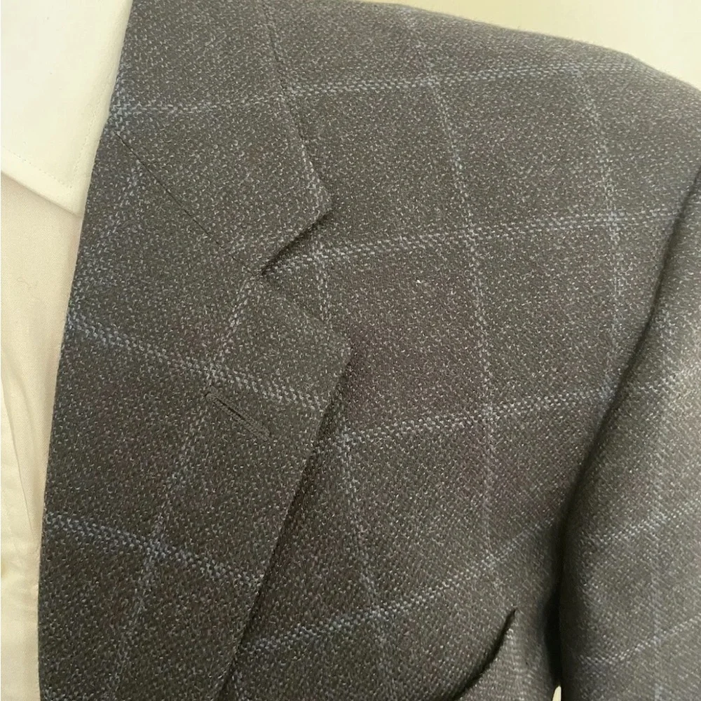 Samuelsohn x Loro Piana Wool & Cashmere Vintage Windowpane Check Jacket 47‎ L